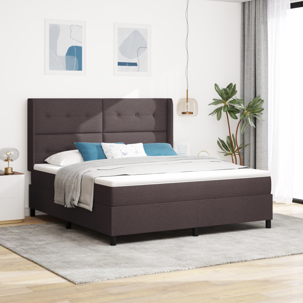 vidaXL Huvudgavel med Madrass Mörkbrun 180x200 cm Tyg