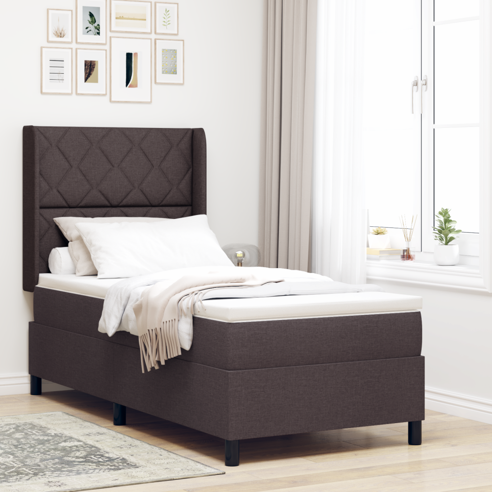 vidaXL Sänggavel med madrass Mörkbrun 90x200 cm Tyg