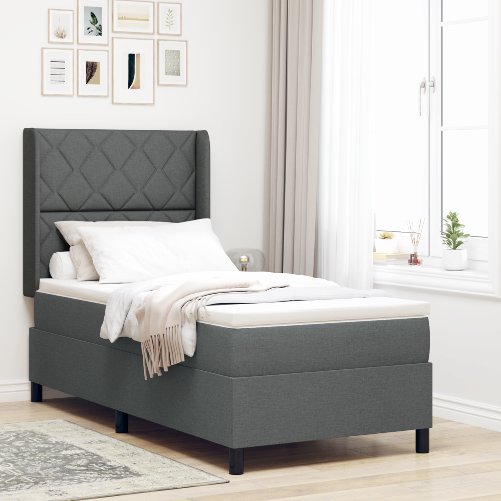 vidaXL Resårsäng med madrass 100x200 cm mörkgrå tyg