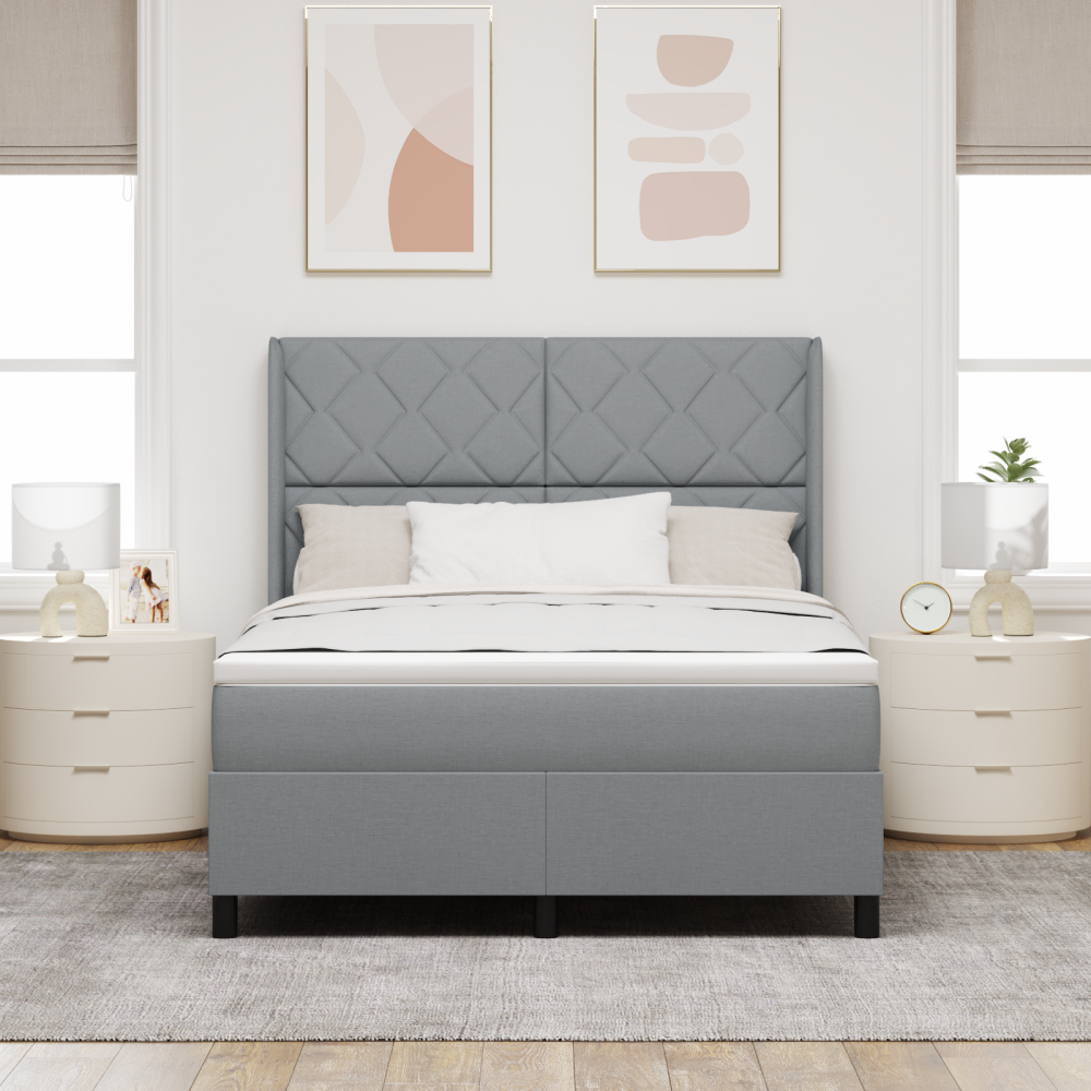 vidaXL Resårsäng med madrass 140x190 cm ljusgrå tyg
