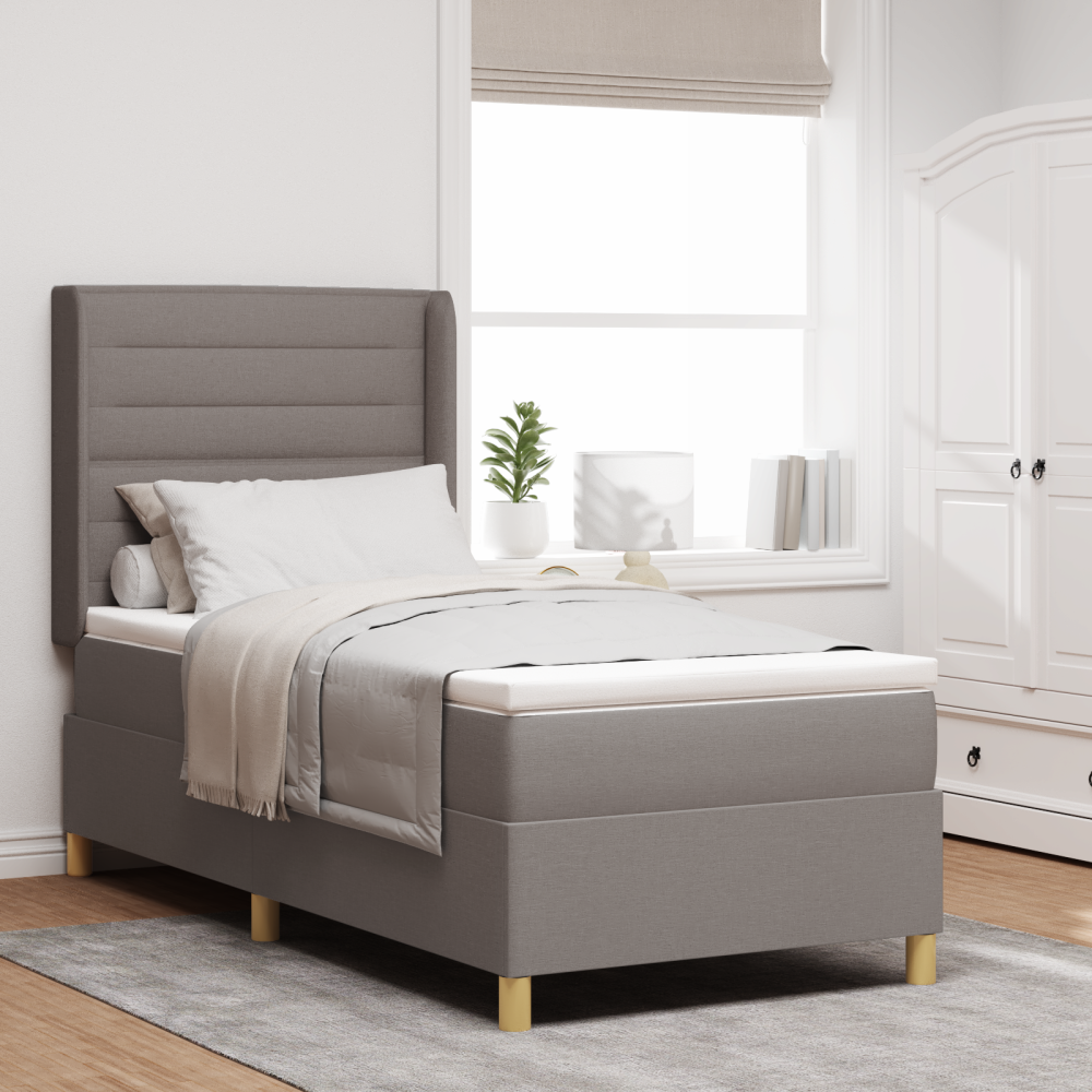 vidaXL Boxspring Säng med Madrass Taupe 80x200 cm Tyg