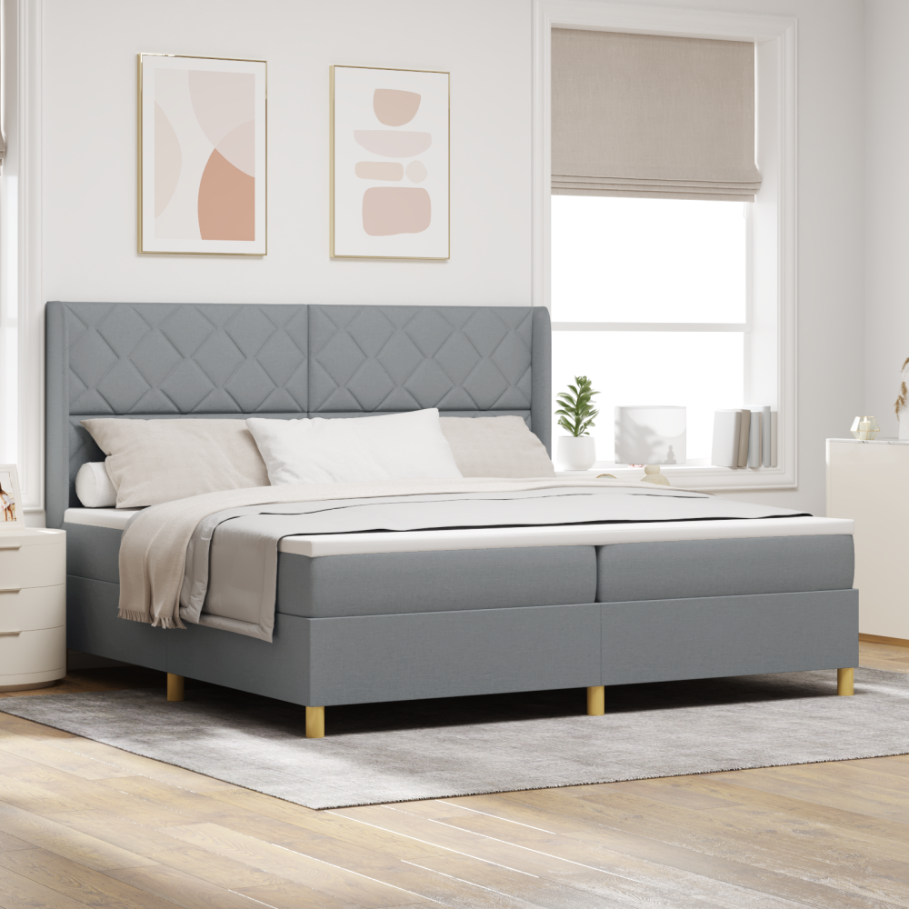 vidaXL Resårsäng med madrass 200x200 cm ljusgrå tyg