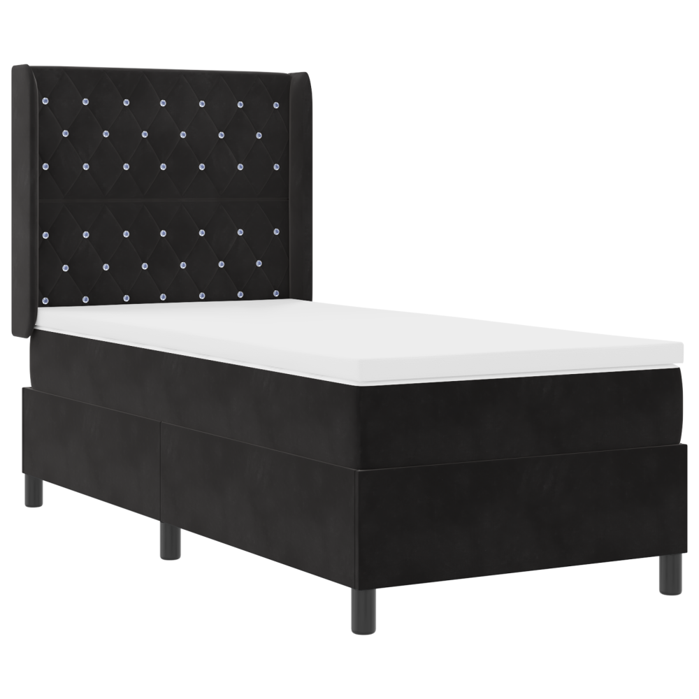 vidaXL Resårsäng med madrass 90x190 cm svart sammet