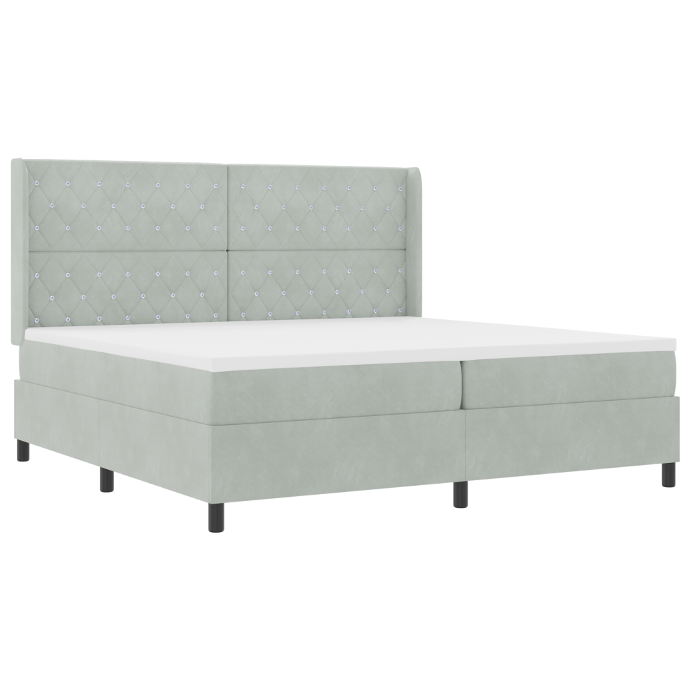 vidaXL Bäddfjäder med madrass Ljusgrå 200 x 200 cm Sammet