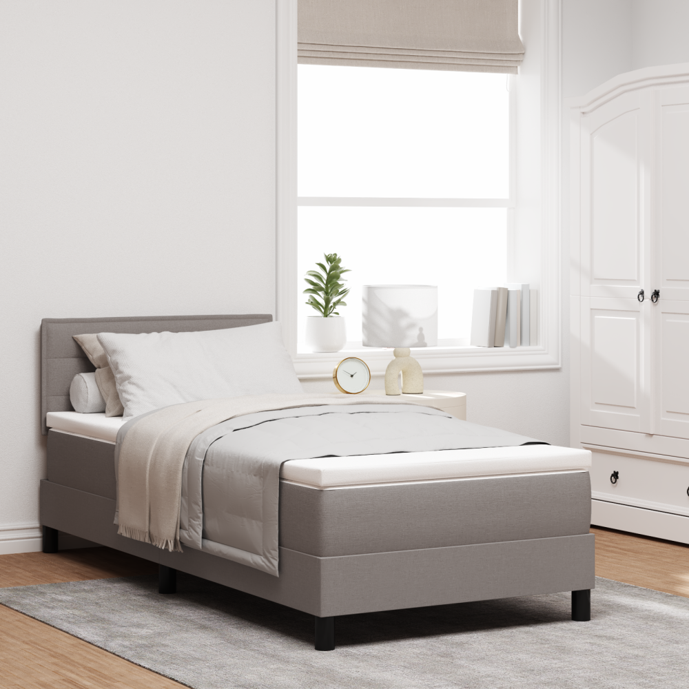 vidaXL Bäddfjäder med madrass med led Taupe 90 x 200 cm tyg