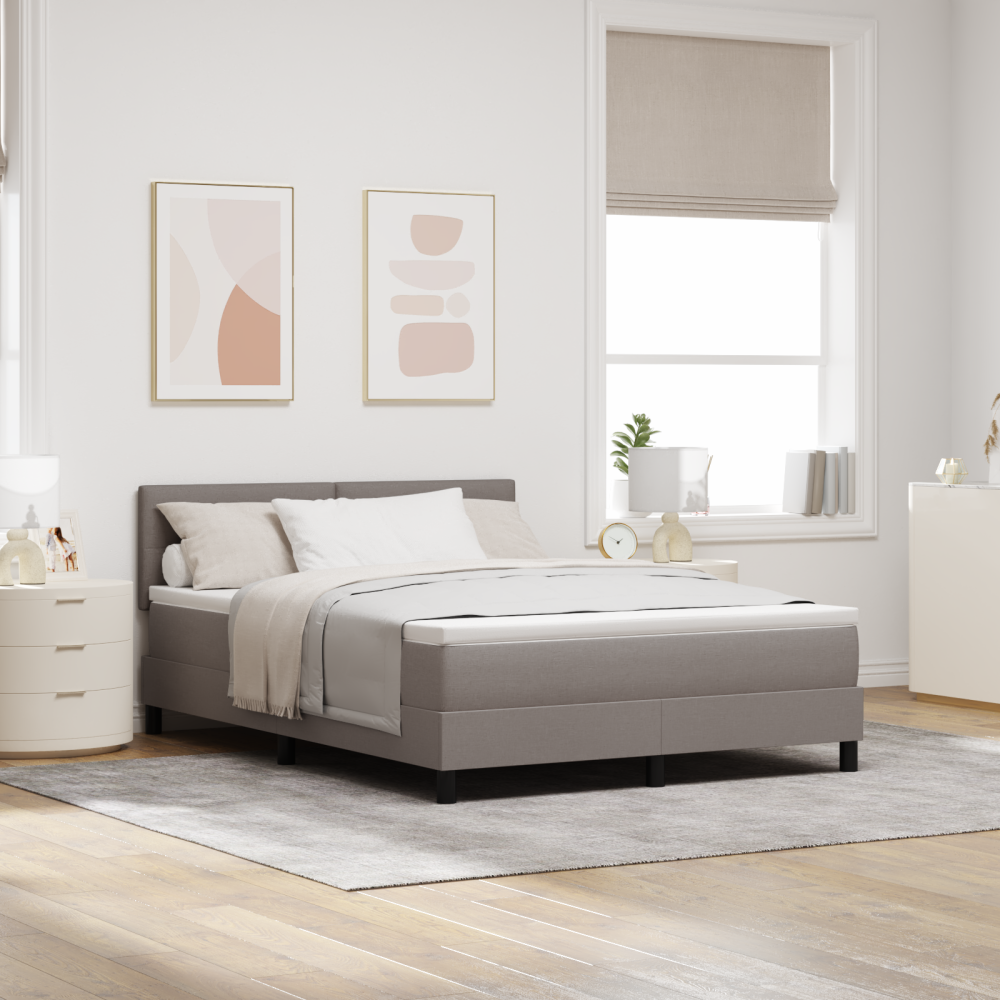 vidaXL Bäddfjäder med kudde med LED-ljusslingor Taupe 140 x 200 cm tyg