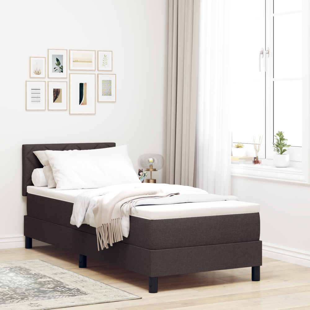 vidaXL Bäddfjäder med LED-ljusslingor Mörkbrun 80 x 200 cm tyg
