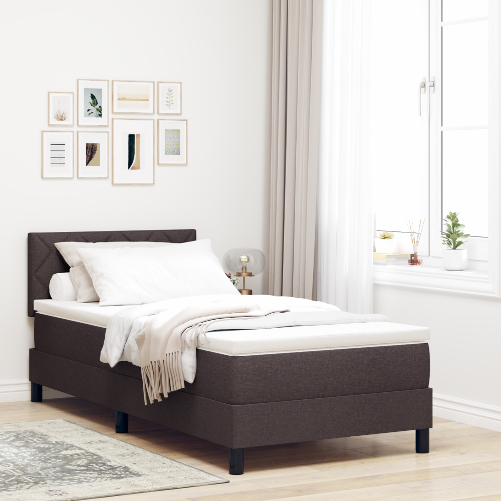 vidaXL Bäddfjäder med LED-ljusslingor Mörkbrun 100 x 200 cm tyg