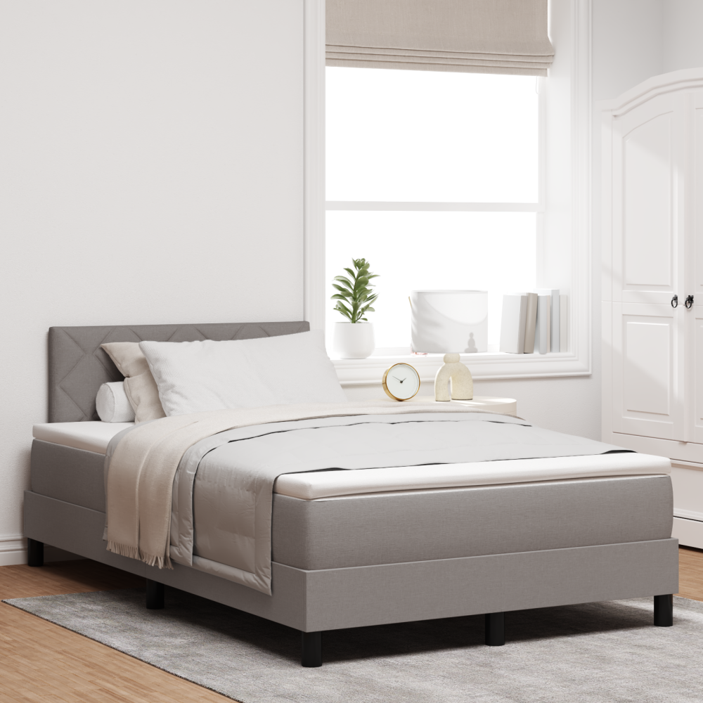 vidaXL Bäddfjäder med LED-ljusslingor Taupe 120 x 200 cm tyg