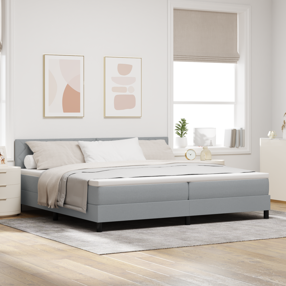 vidaXL Bäddfjäder med LED-ljusslingor Ljusgrå 200 x 200 cm tyg