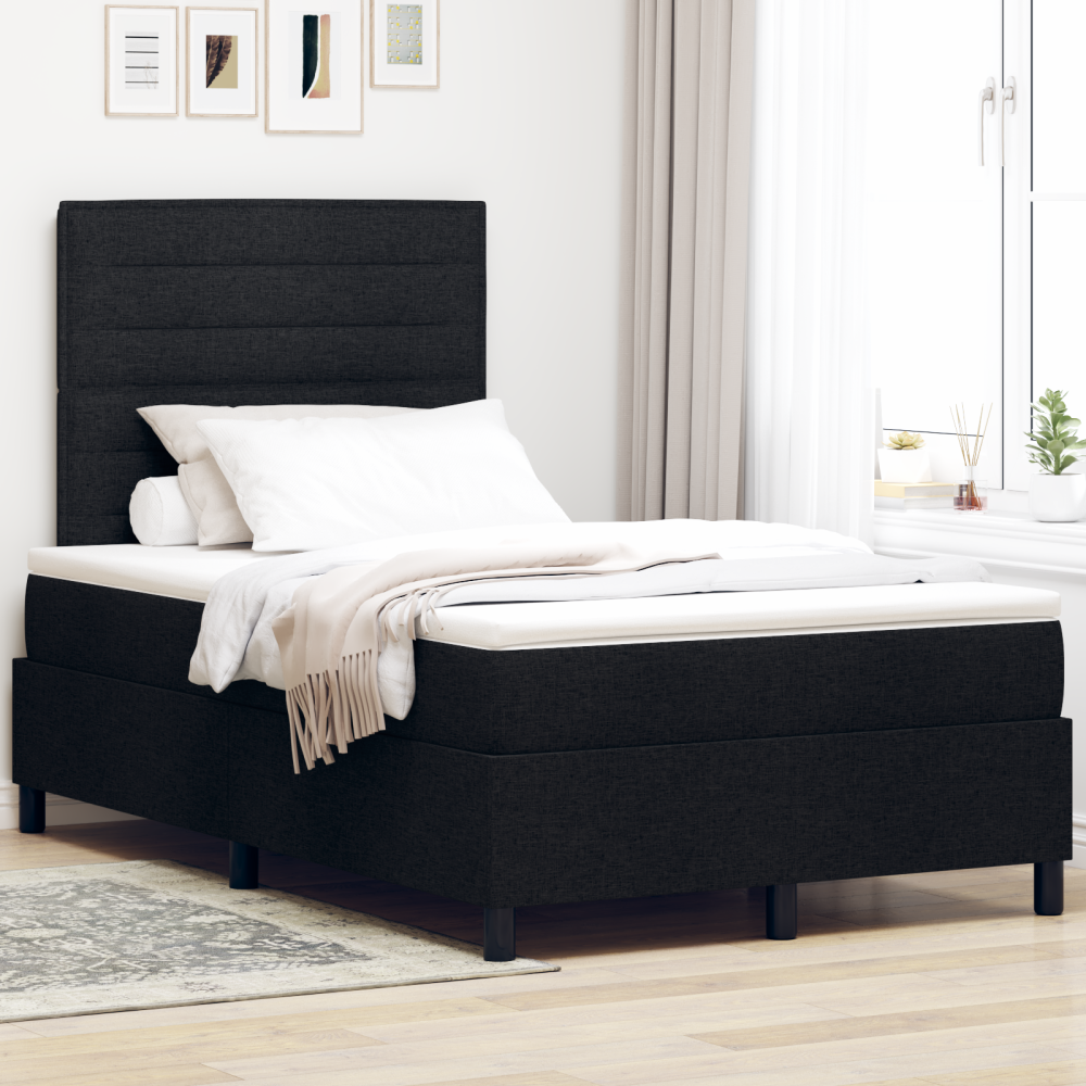 vidaXL Bäddfjäder med madrass med led Svart 120 x 190 cm tyg