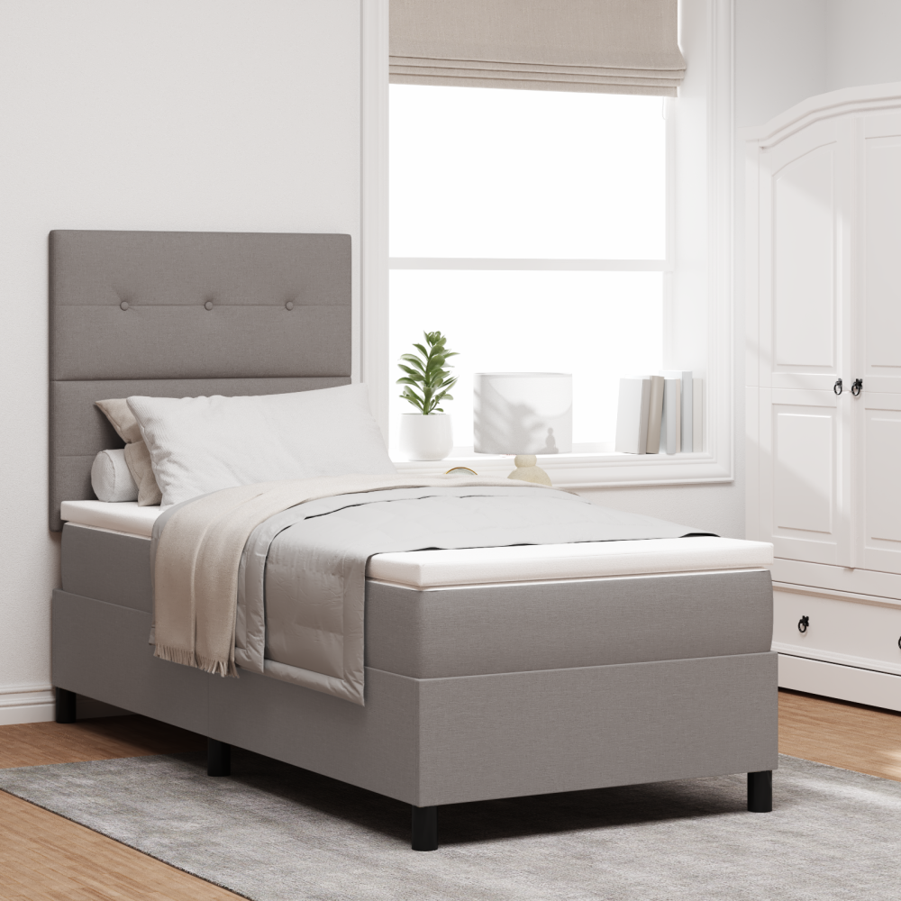 vidaXL Bäddfjäder med LED-ljusslingor Taupe 100 x 200 cm tyg