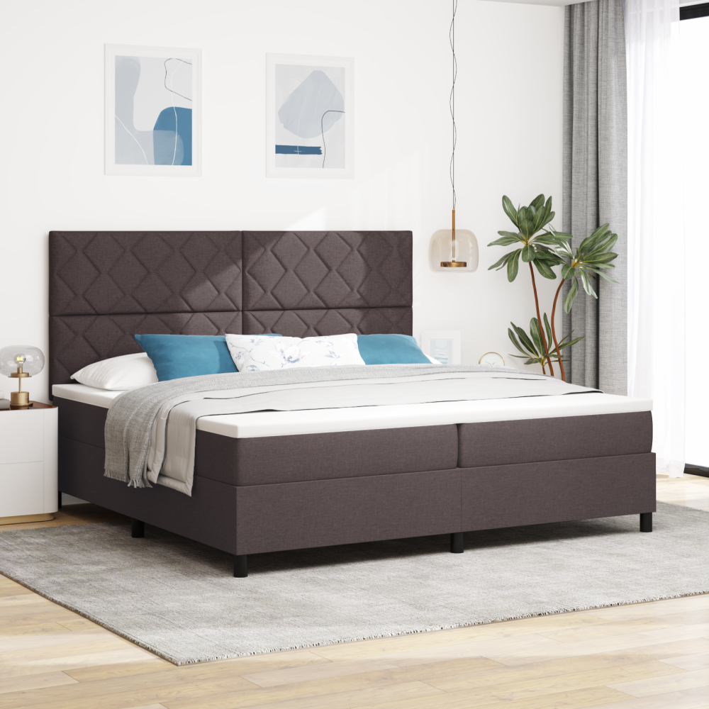 vidaXL Bäddfjäder med madrass med led Mörkbrun 200 x 200 cm tyg