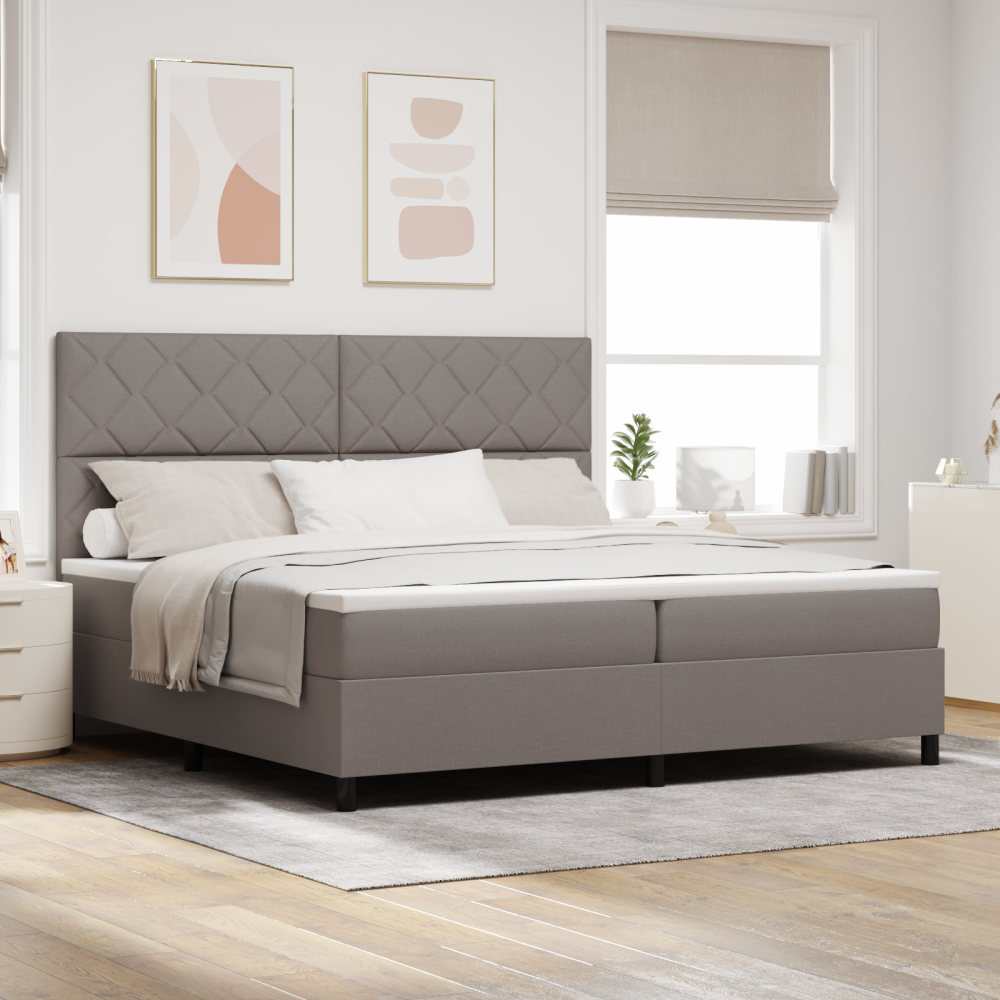 vidaXL Bäddfjäder med LED-ljusslingor Taupe 200 x 200 cm tyg