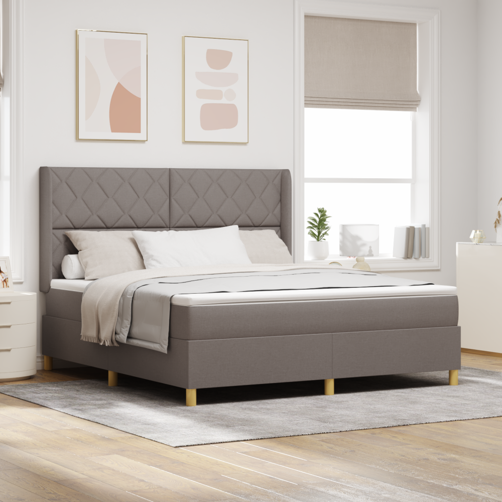 vidaXL Bäddfjäder med LED-ljusslingor Taupe 180 x 200 cm tyg