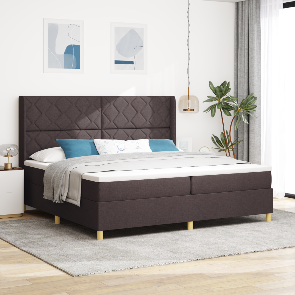 vidaXL Bäddfjäder med LED-ljusslingor Brun 200 x 200 cm tyg