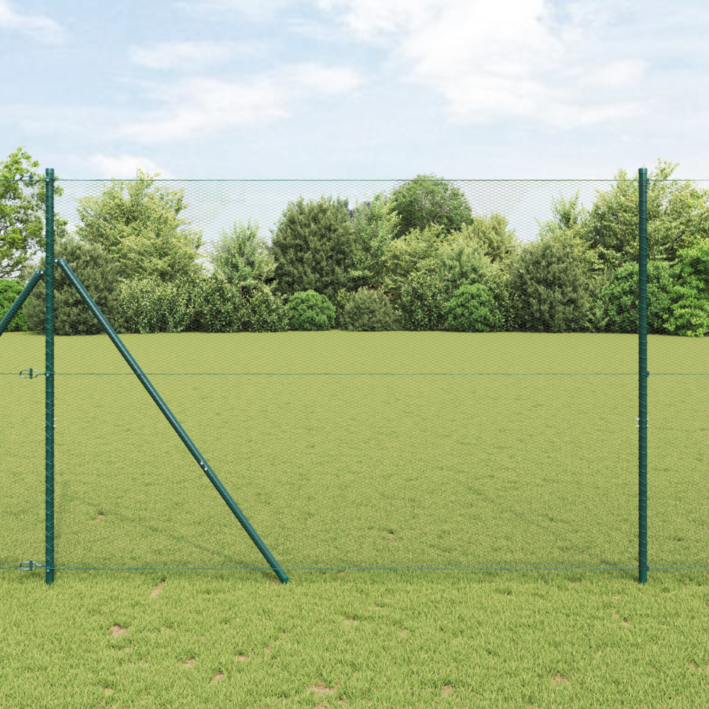vidaXL Hexagon Stängsel Grön 1.5x50 m Stål