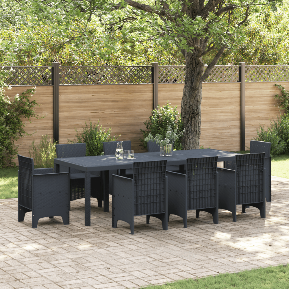 vidaXL Trädgårdsbord Antracit 250x100x73 cm Poly Rattan
