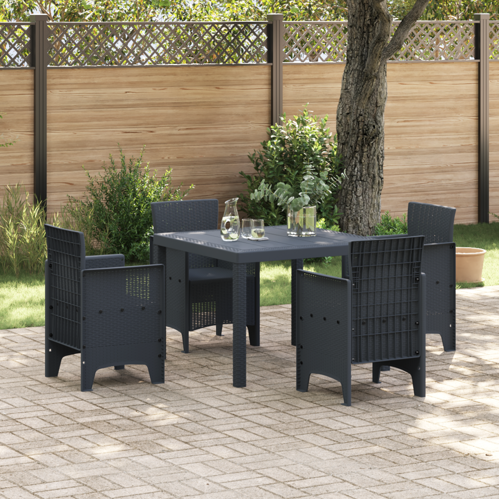 vidaXL 5 Delars Trädgårdsmatsalsset Anthracit Poly Rattan