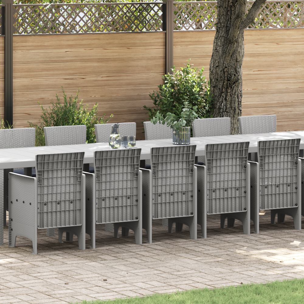 vidaXL Trädgårdsmöbelset 17 pcs Ljusgrå Polt rotting