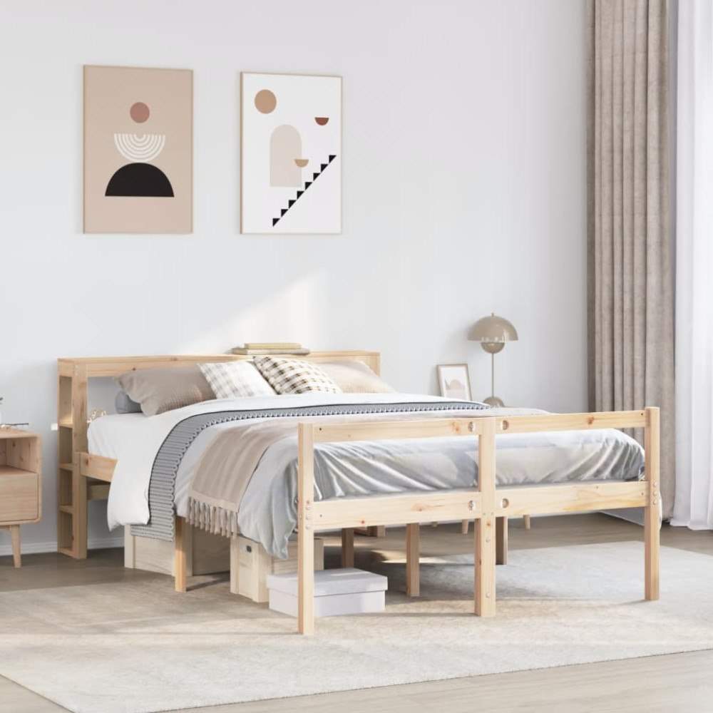 vidaXL Seniorsäng med sänggavel 120x190 cm massiv furu
