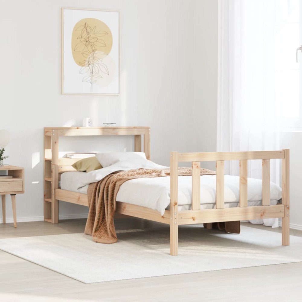 vidaXL Sängram utan madrass 90x190 cm massiv furu