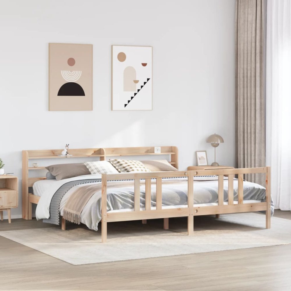 vidaXL Sängram med huvudgavel 180x200 cm massiv furu