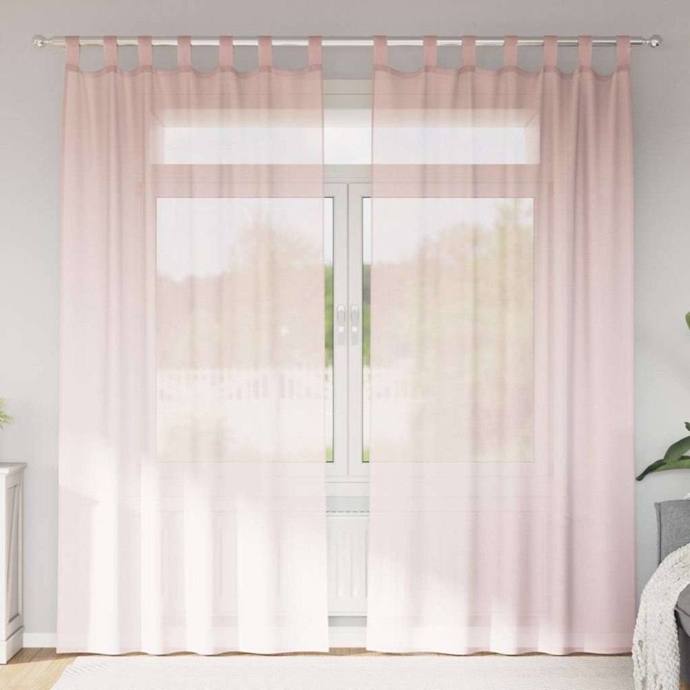 vidaXL Voile gardiner med stångfickor 2 st ljusrosa