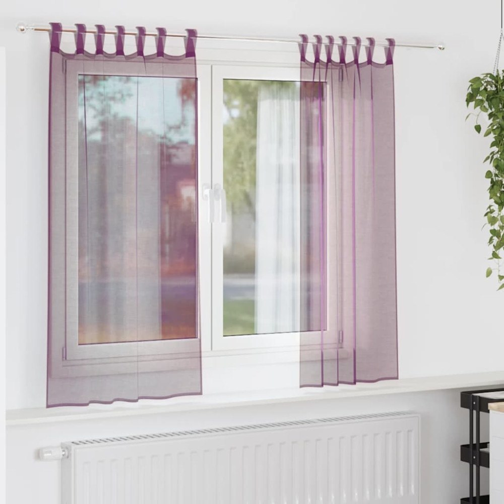 vidaXL Voile gardiner med stångfickor 2 st lila