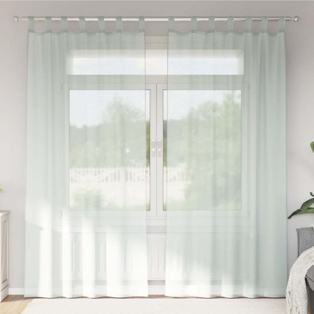 vidaXL Voile gardiner med stångfickor 2 st ljusgrå