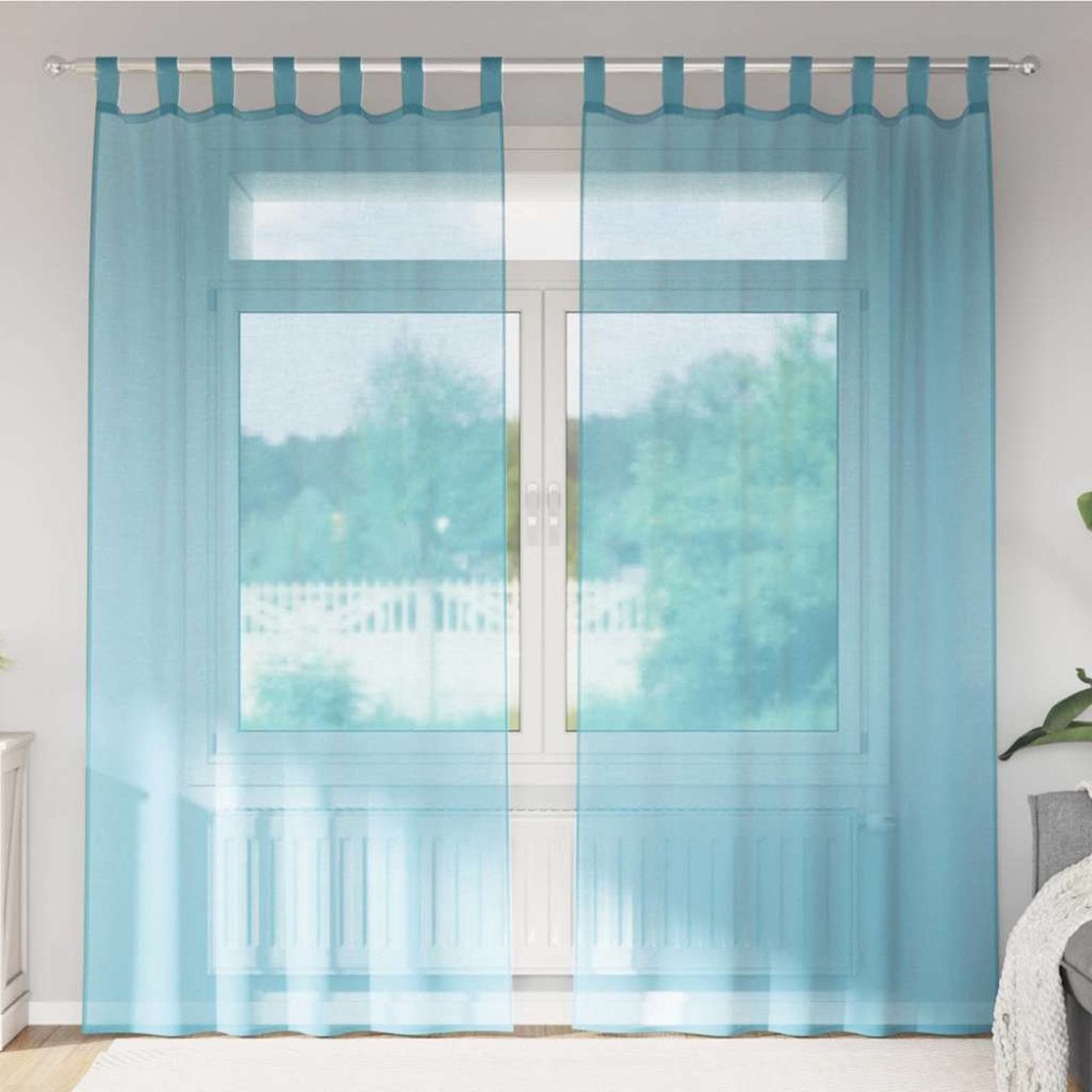 vidaXL Voile gardiner med stångfickor 2 st turkos