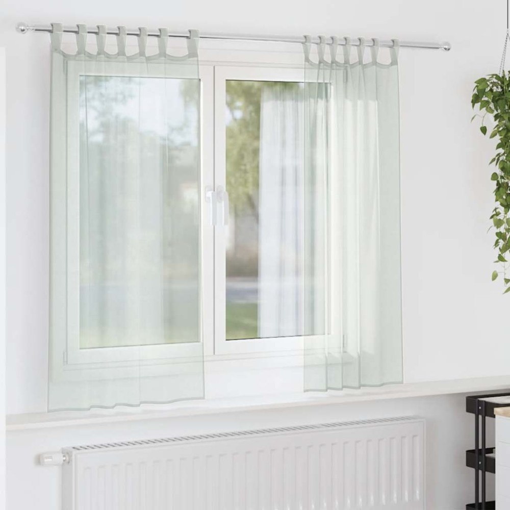 vidaXL Voile gardiner med öglor 2 st ljusgrå 140x140 cm