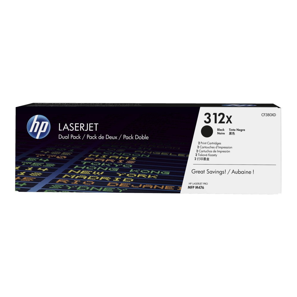 Hewlett-Packard HP 312X - 2-pack - Lång livslängd - svart - original - LaserJet - tonerkassett (CF380X)