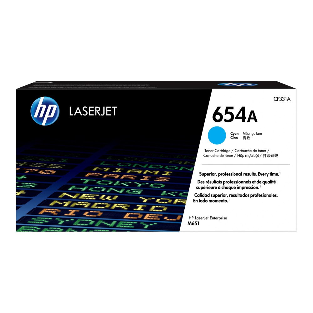 Hewlett-Packard HP 654A - cyan - original - LaserJet - tonerkassett (CF331A)