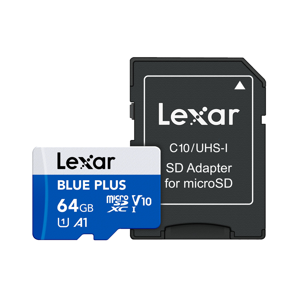 LEXAR Lexar microSDHC Blue Plus UHS-I with SD adapter, up to 100MB/s read C10/A1/U3 (V30) 64GB