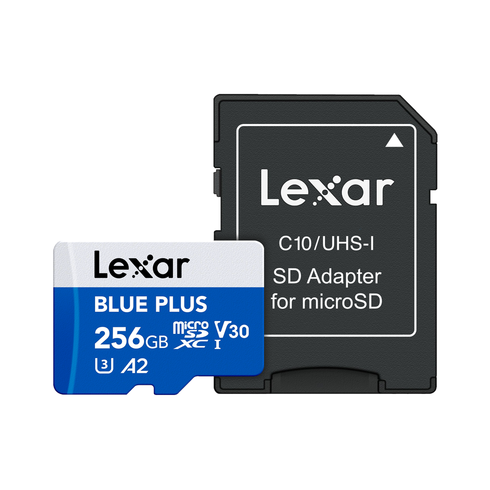 LEXAR Lexar microSDHC Blue Plus UHS-I with SD adapter, up to 170MB/s read C10/A2/U3 (V30) 256GB