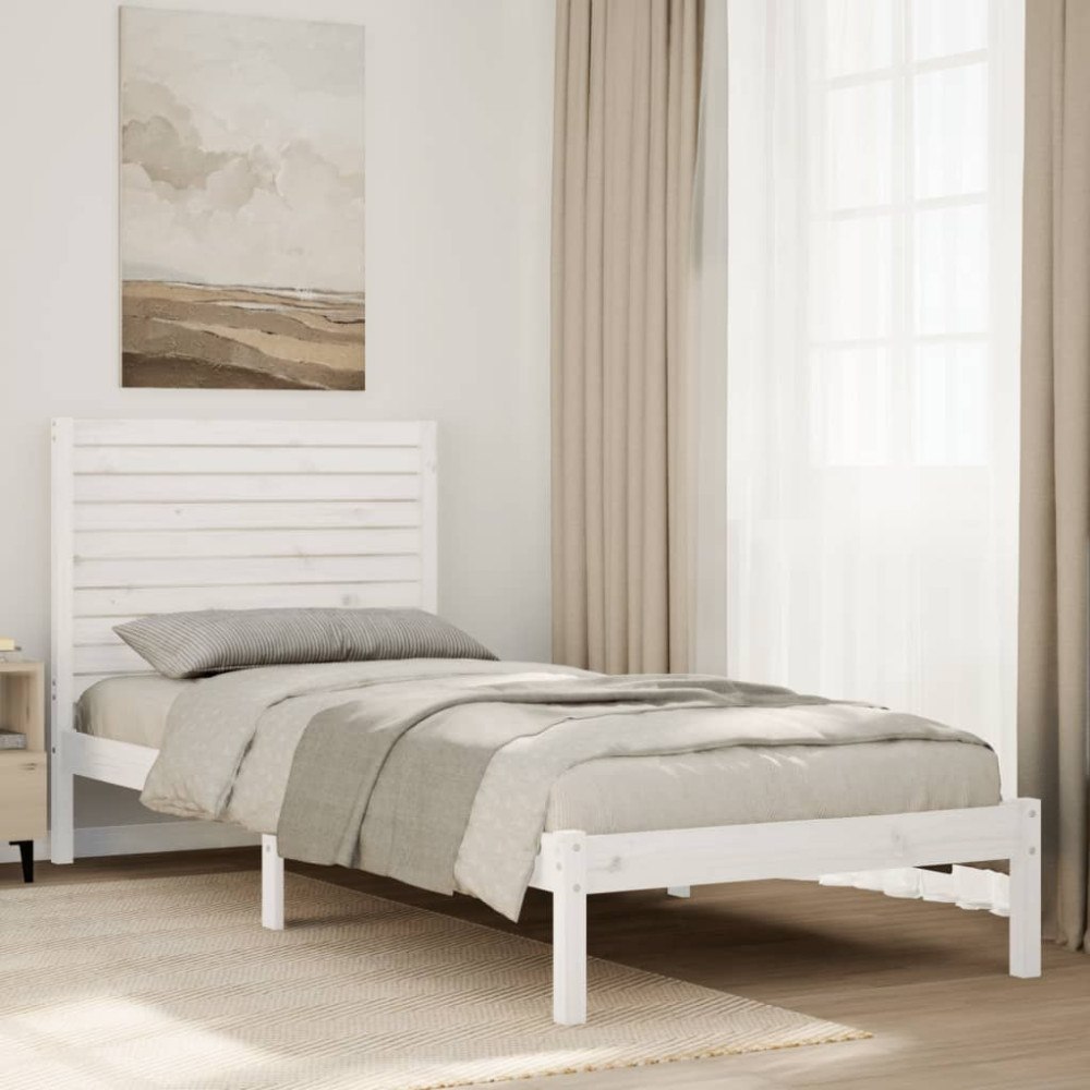 vidaXL Sängram utan madrass extra lång vit 90x220 cm massivt trä