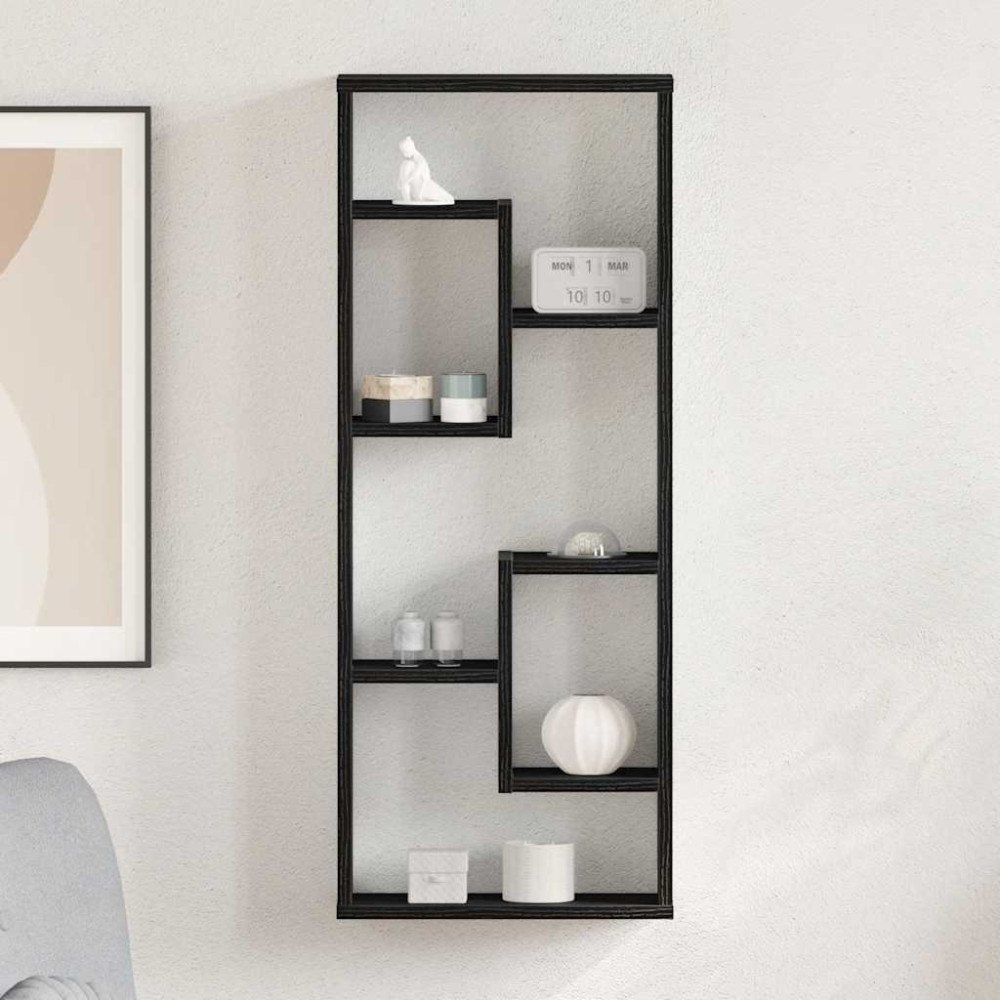vidaXL Vägghylla svart ek 36x16x90 cm konstruerat trä