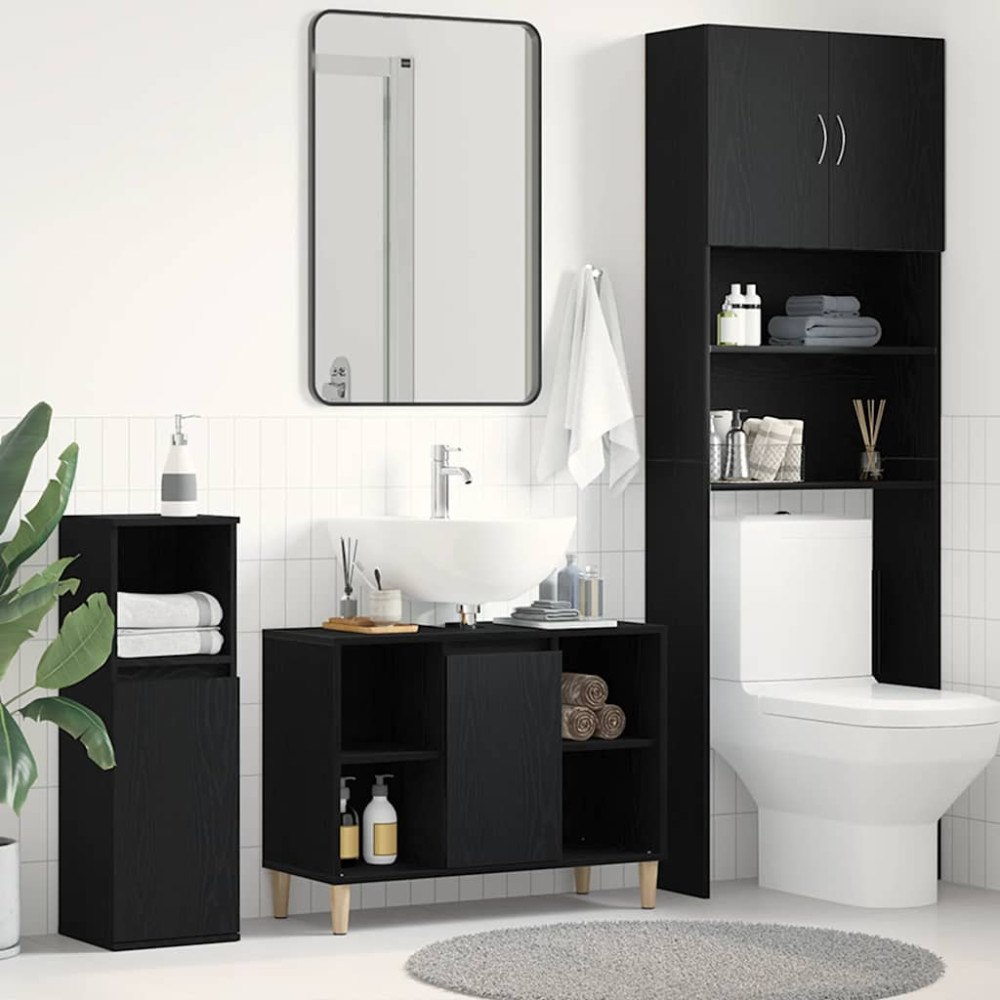 vidaXL Diskbänkskåp svart ek 80x33x60 cm konstruerat trä