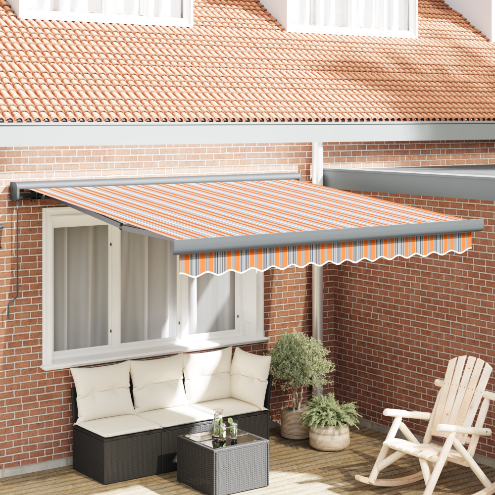 vidaXL Manuell Utdragbar Markis Flerfärgad Rand 350x250 cm