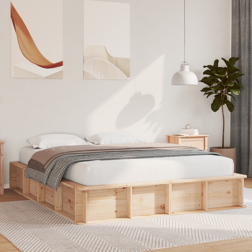 vidaXL Sängram med lyftbar förvaring, 160 x 200 cm, Massivt furu