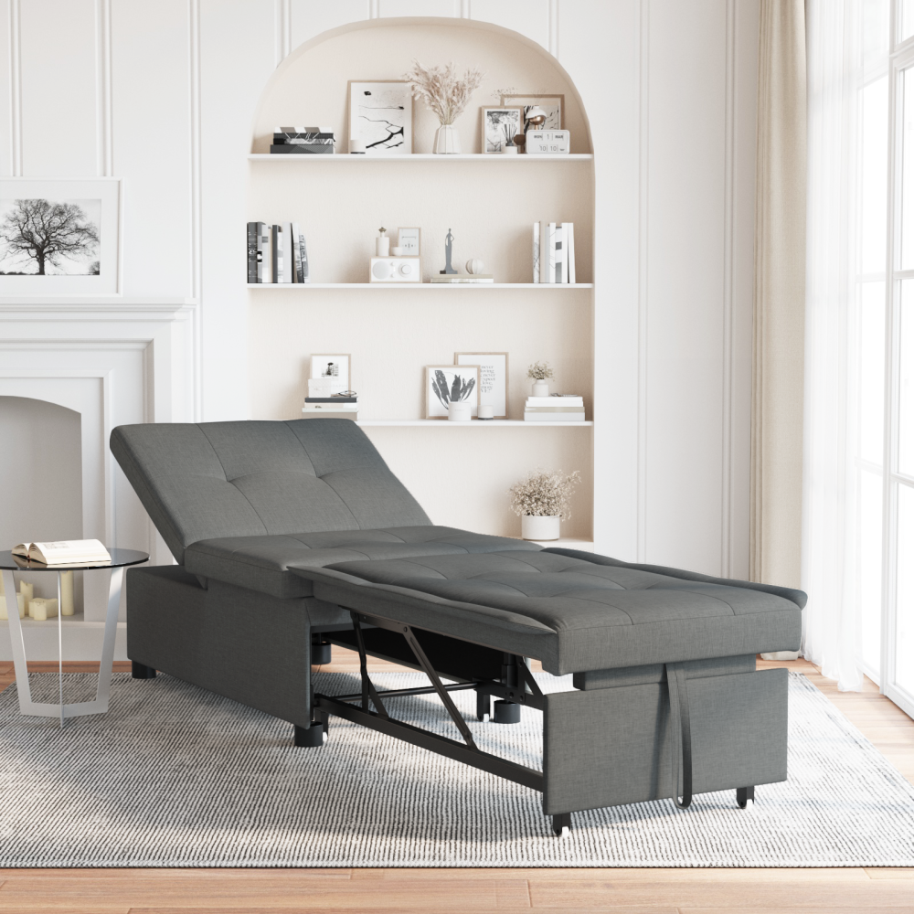 vidaXL 3-i-1 Soffa Säng - Utdragbar Design, Mörkgrått Tyg
