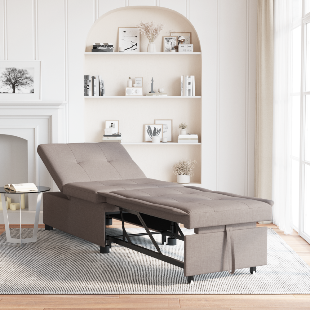 vidaXL Soffbed 3-i-1 Utdragbar Design i Taupe Tyg