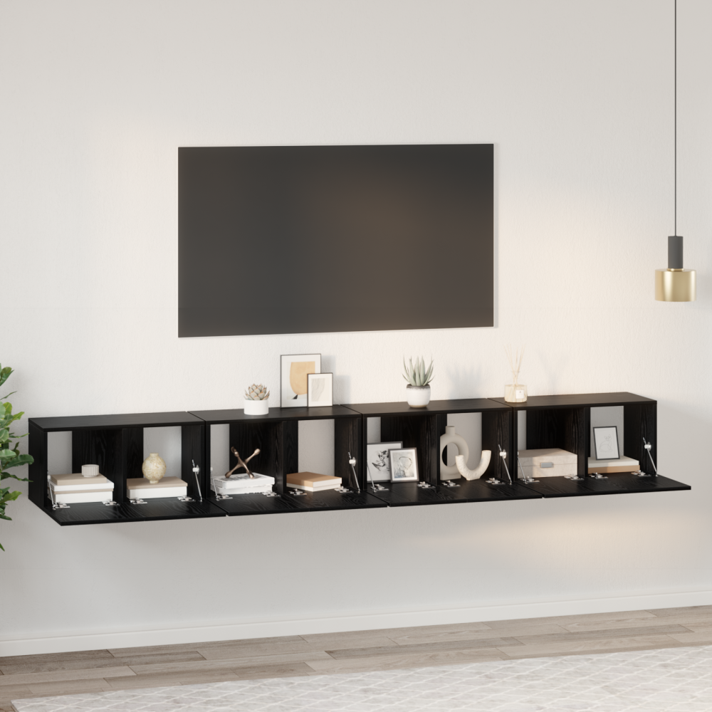 vidaXL TV-bänkset med lagring med dörr 4 pcs Svart ek Medium 30 x 60 x 30.5 cm