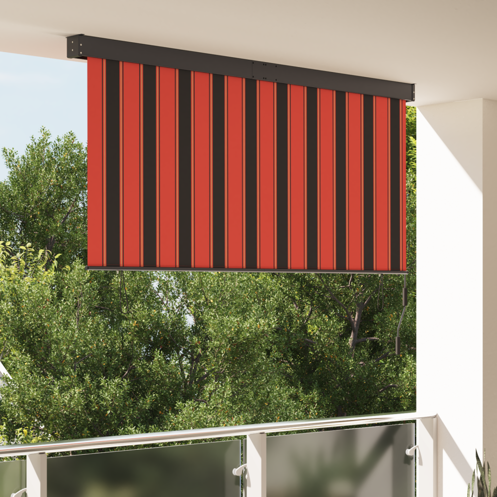 vidaXL Utomhus rullgardin Randig Justerbar orange och brun 220 x 250 cm tyg