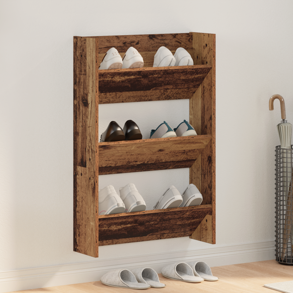 vidaXL Väggskoskåp Gammalt trä 60 x 18 x 60 cm Konstruerat trä