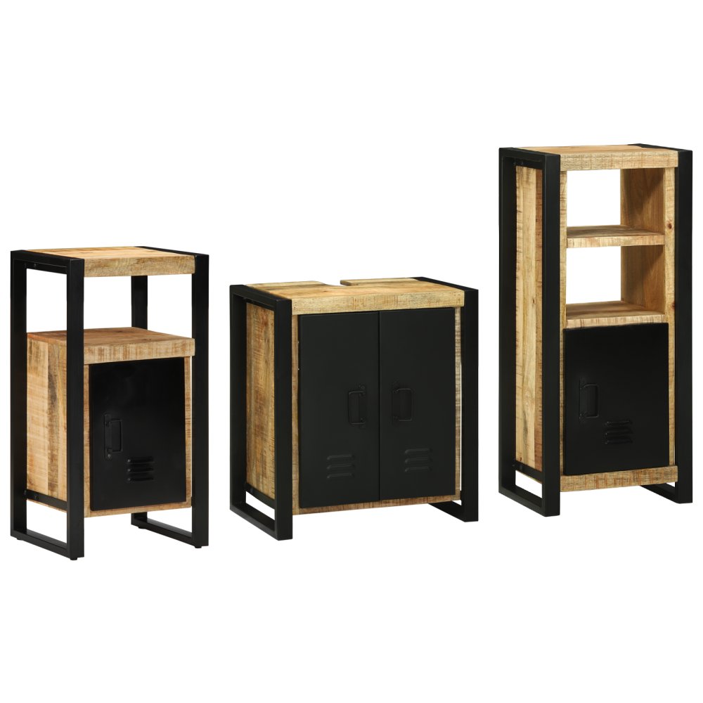 vidaXL Badrumsmöbelset 3 pcs Brun 55 x 35 x 60 cm Massivt mangoträ