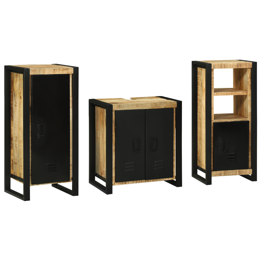 vidaXL Badrumsmöbelset 3 pcs Brun 40 x 35 x 90 cm Massivt mangoträ