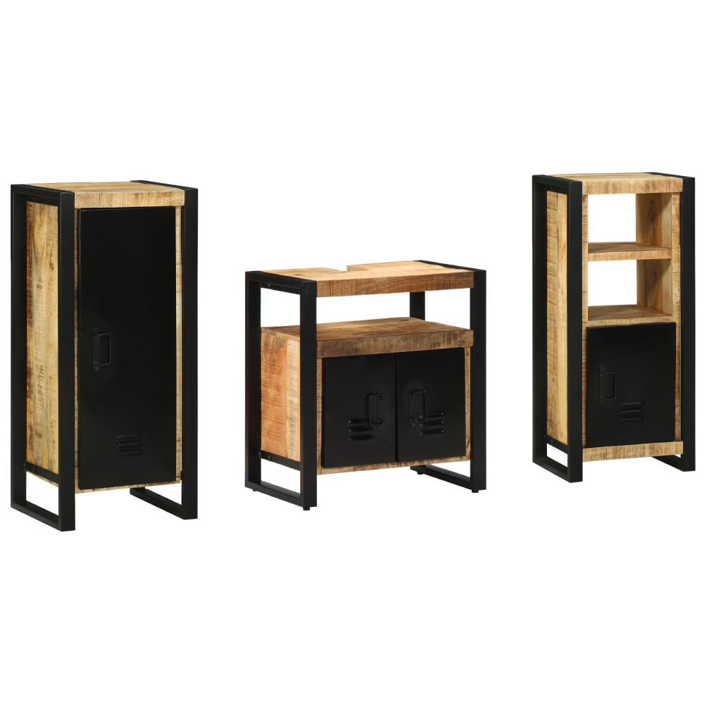 vidaXL Badrumsmöbelset 3 pcs Brun 40 x 35 x 90 cm Massivt mangoträ