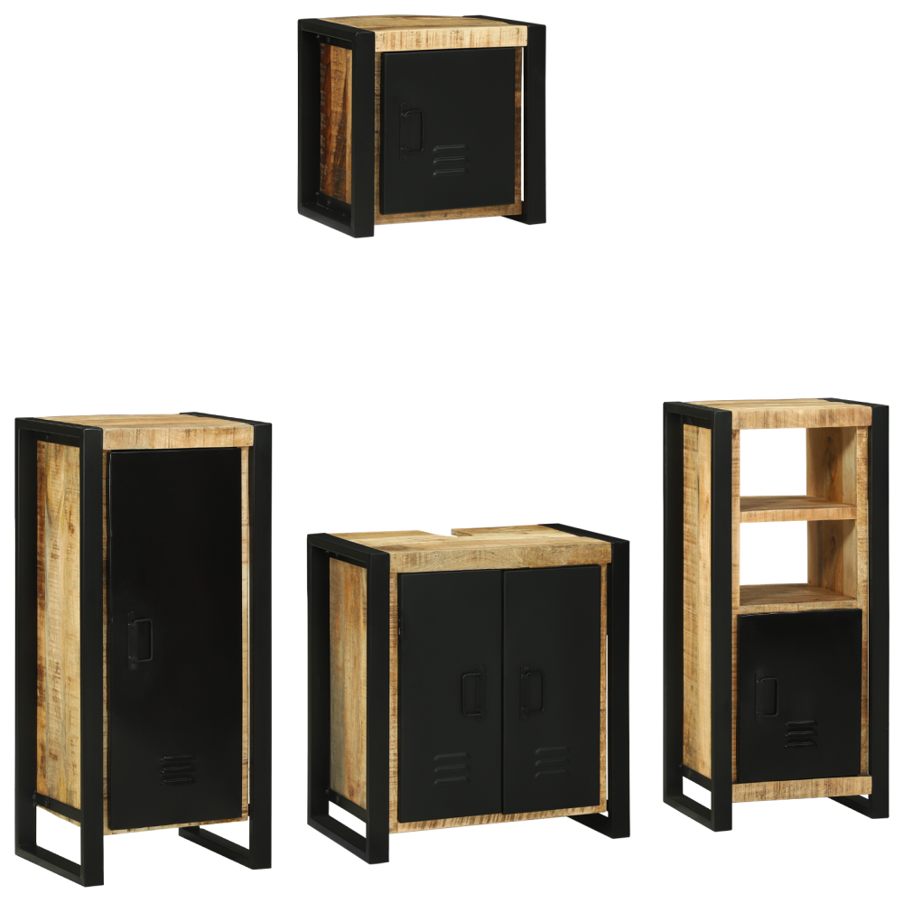 vidaXL Badrumsmöbelset 4 pcs Brun 40 x 35 x 90 cm Massivt mangoträ